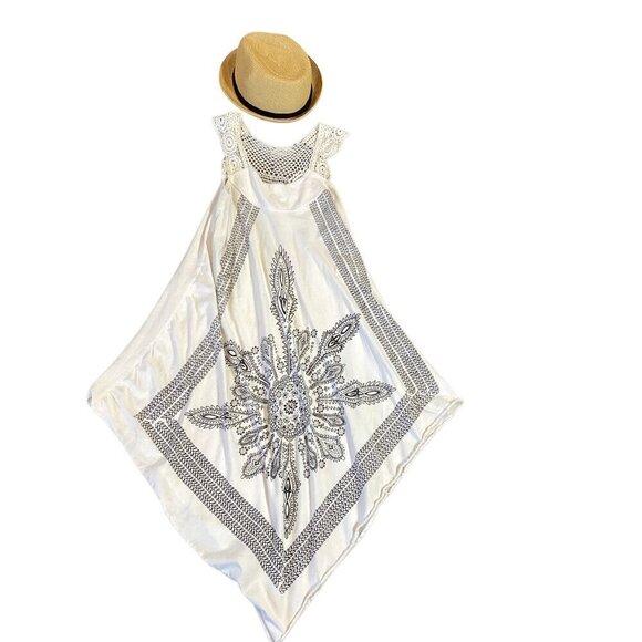 Bundle of Ingear Resort/Beach Cover-up Dress S/M & Straw Fedora Hat #98R - Picture 2 of 12